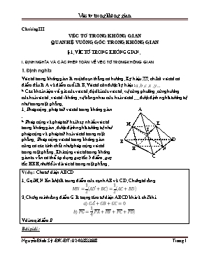 Chuyên đề Véc tơ trong không gian Quan hệ vuông góc trong không gian